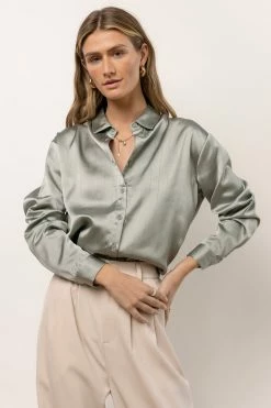 LUMIERE Apollo Button Up In Sage New Arrivals