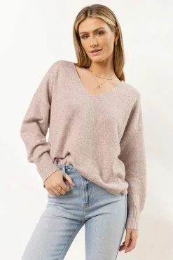 New Arrivals Aubree Vero Moda Sweater In Heathered Pink