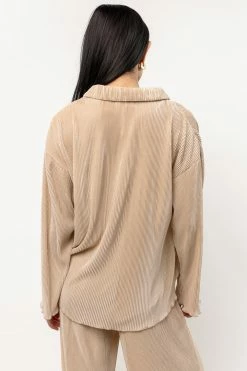 PAPERMOON Aurora Ribbed Top In Tan Tops