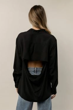 CRESCENT Rin Button Down In Black - FINAL SALE Tops
