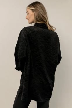 WELLMADE INC Mikayla Button Down In Black Tops