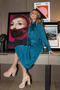 AARON & AMBER Blaise Midi Dress In Teal New Arrivals