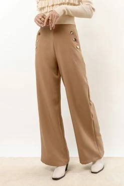 AARON & AMBER Blake Wide Leg Pants In Tan