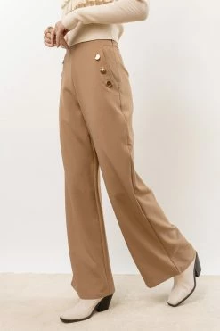AARON & AMBER Blake Wide Leg Pants In Tan
