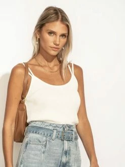 SINA Bianca Double Strap Tank In White - FINAL SALE