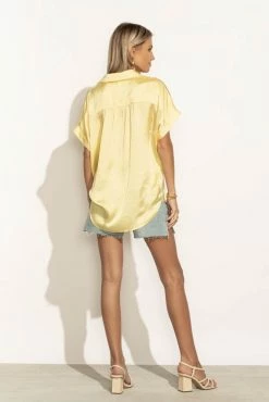 FUN 2 FUN Mary Button Down Top In Yellow - FINAL SALE