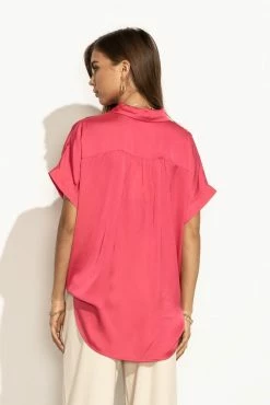 FUN 2 FUN Mary Button Down Top In Pink - FINAL SALE