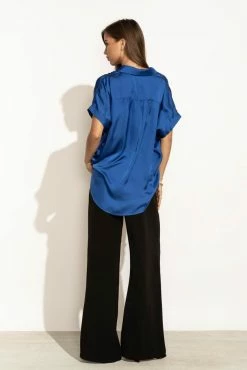 FUN 2 FUN Mary Button Down Top In Blue - FINAL SALE