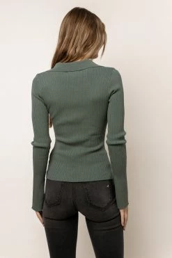 EMORY PARK Brandi Front Tie Top In Green New Arrivals
