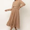 DRESS FORUM New Arrivals Britt Midi Dress In Tan