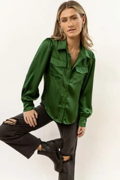 LUMIERE Brylee Satin Button Up