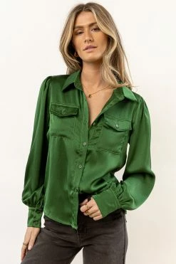 LUMIERE Brylee Satin Button Up