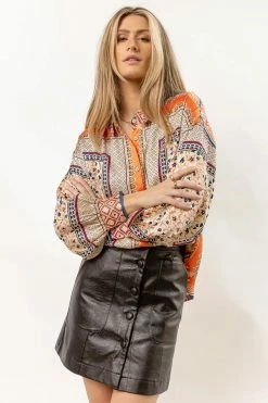 FATE INC New Arrivals Daija Button Down Blouse