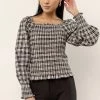 SINA Devin Plaid Top In Cream