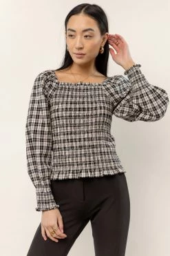 SINA Devin Plaid Top In Cream