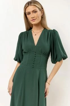 AARON & AMBER Ellie Chiffon Midi Dress In Teal