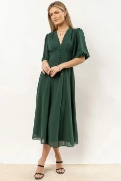 AARON & AMBER Ellie Chiffon Midi Dress In Teal