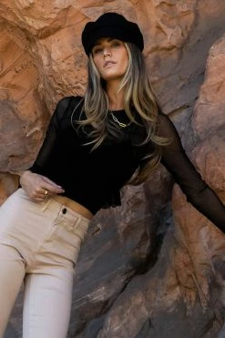 BLUE BLUSH Jojo Mesh Cropped Top - FINAL SALE