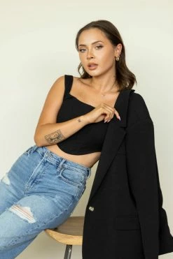 EDIT BY NINE Jan Cropped Tank In Black - FINAL SALE