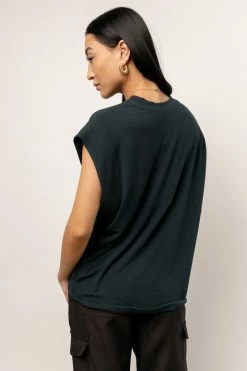 SINA New Arrivals Greta Muscle Tee In Dark Teal