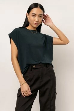 SINA New Arrivals Greta Muscle Tee In Dark Teal