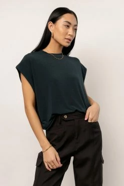 SINA New Arrivals Greta Muscle Tee In Dark Teal