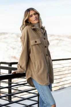 LA MIEL Hayes Shacket In Taupe
