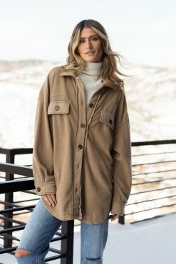 LA MIEL Hayes Shacket In Taupe