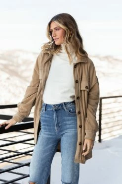 LA MIEL Hayes Shacket In Taupe