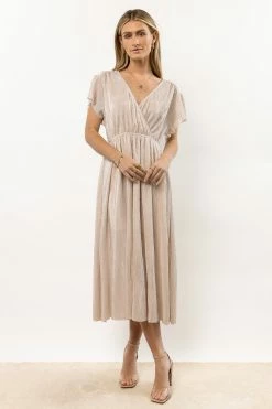 Discount ๐ SEE AND BE SEEN Ivey Shimmer Midi ๐ Dress In Gold ๐ 6 SEE AND BE SEEN Ivey Shimmer Midi Dress In Gold