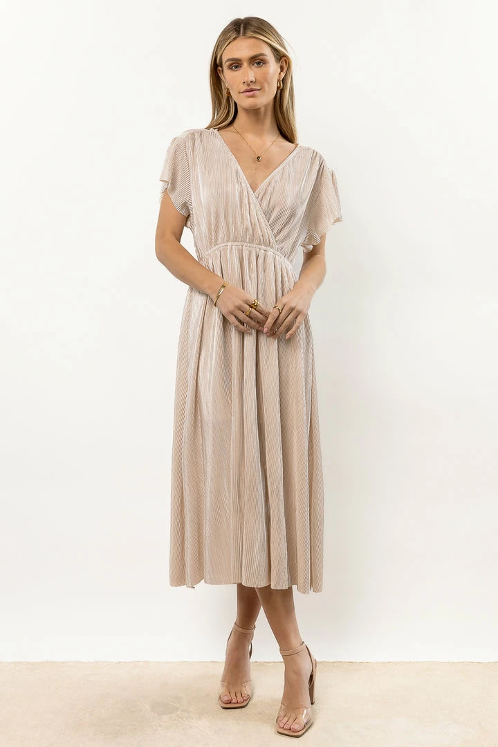 Discount ๐ SEE AND BE SEEN Ivey Shimmer Midi ๐ Dress In Gold ๐ 3 SEE AND BE SEEN Ivey Shimmer Midi Dress In Gold