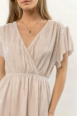 SEE AND BE SEEN Ivey Shimmer Midi Dress In Gold