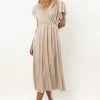 SEE AND BE SEEN Ivey Shimmer Midi Dress In Gold