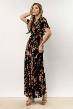 RICARICA Jada Floral Maxi Dress In Black New Arrivals