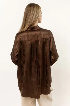 LIME N CHILI Jaden Button Down Top In Brown - FINAL SALE