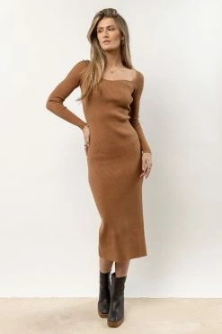AARON & AMBER Jaelynn Bodycon Dress In Tan New Arrivals