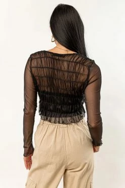 BLUE BLUSH Jojo Mesh Cropped Top - FINAL SALE