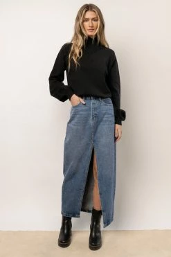 WORUI Trysta Mock Neck Sweater In Black Tops