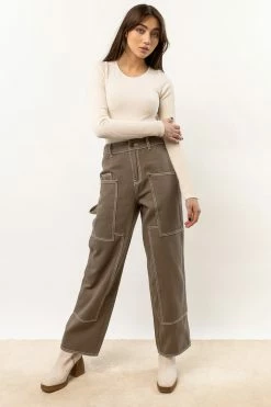 AARON & AMBER Keeley Utility Pants In Olive New Arrivals