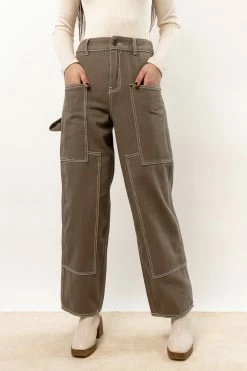 AARON & AMBER Keeley Utility Pants In Olive New Arrivals