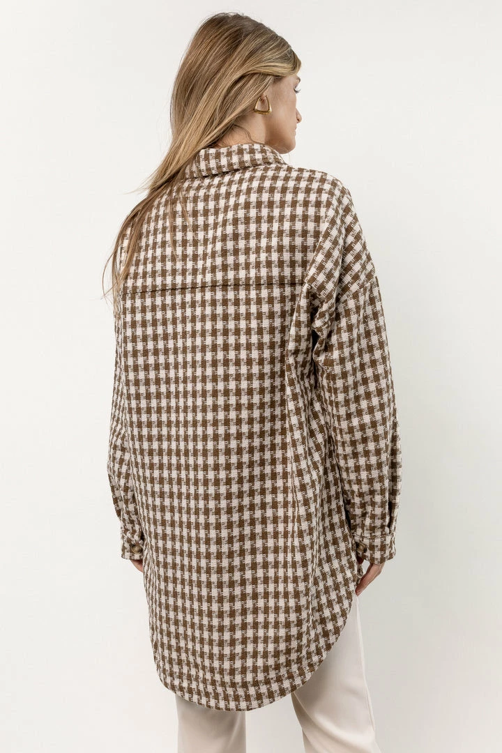 Brand new ๐ AARON & AMBER Tops Kindra Houndstooth Shacket In Brown ๐ 3 AARON & AMBER Tops Kindra Houndstooth Shacket In Brown