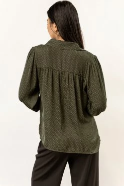 FUN 2 FUN New Arrivals Kori Button Down Blouse In Hunter Green