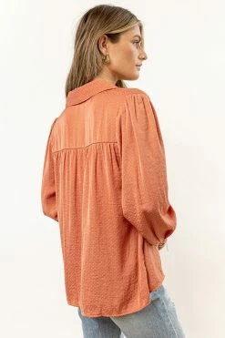 FUN 2 FUN Kori Button Down Blouse In Salmon