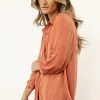 FUN 2 FUN Kori Button Down Blouse In Salmon