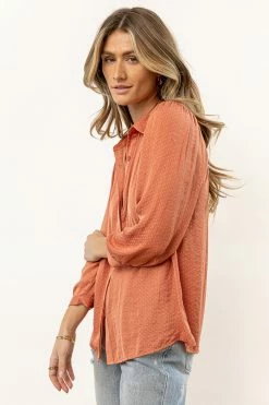FUN 2 FUN Kori Button Down Blouse In Salmon