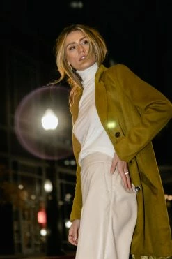 LUMIERE Krissa Wool Coat In Chartreuse New Arrivals