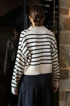 OLIVACEUOS Tops Kyler Striped Sweater In Natural
