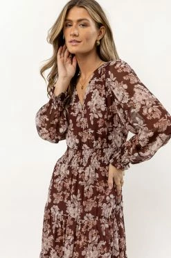 DRESS FORUM Linden Floral Dress In Burgundy