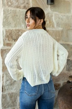 MITTO SHOP Liv Cable Knit Sweater In Ivory New Arrivals