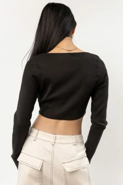DREAMERS BY DEBUT Lyra Cropped Top In Black